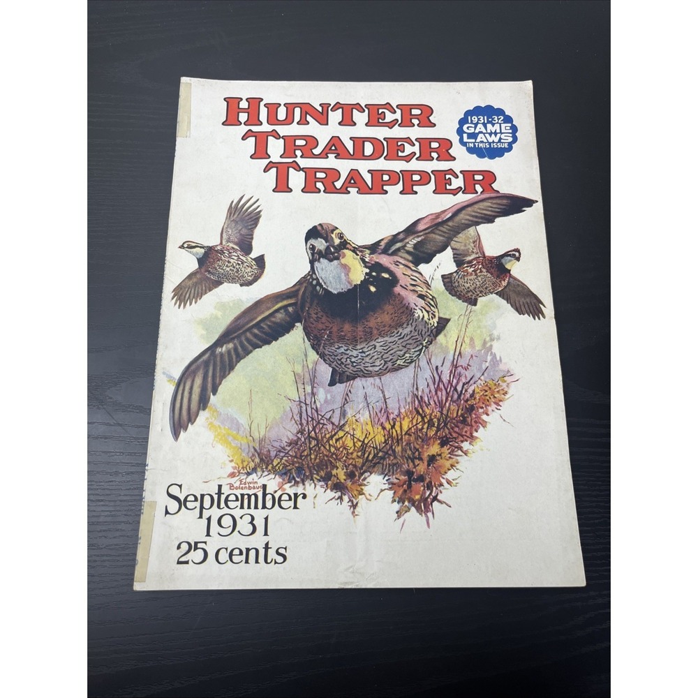 Hunter Trader Trapper September‎ 1931 Vintage Hunting Trapping Magazine